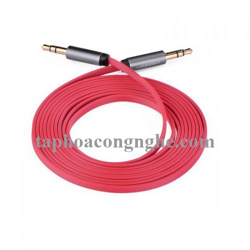 Ugreen 10796 5M màu Đỏ Cáp âm thanh 2 đầu 3.5mm dây dẹt AV119 30010796